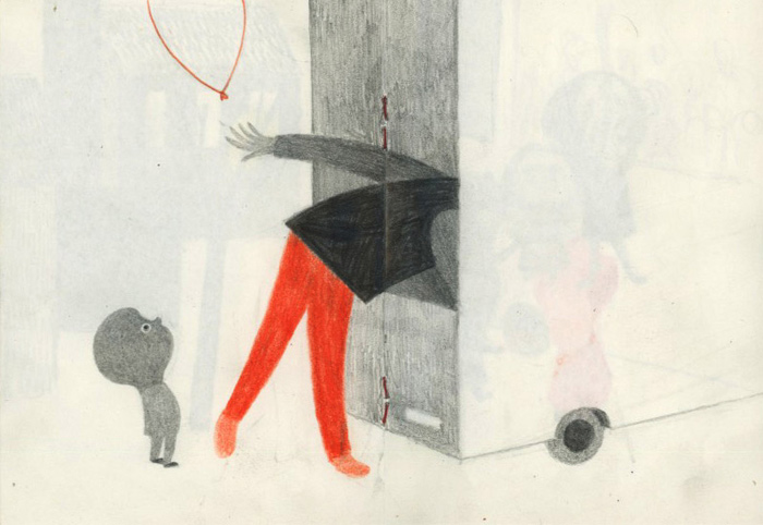 Development work by Simone Rea – from 'L'uomo dei palloncini / The balloon man' (written by Giovanna Zoboli)