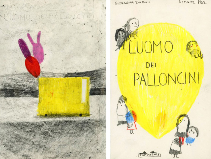 Development work by Simone Rea – from 'L'uomo dei palloncini / The balloon man'(written by Giovanna Zoboli)