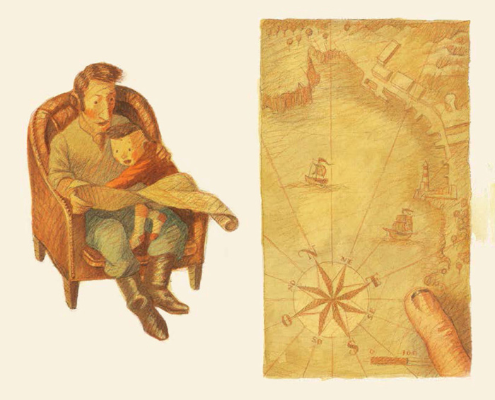 Illustrations by Maurizio Quarello – from 'Mio padre il grande pirata / My father the great pirate' (written by Davide Cali)