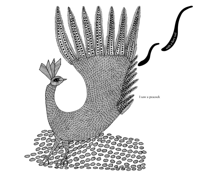 Illustration by Ramsingh Urveti – from 'I Saw a Peacock with a Fiery Tail' (designed by Jonathan Yamakami)