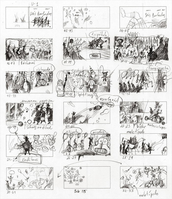 Storyboard by Vitali Konstantinov – for 'Seis Barbudos / Six Bearded Men' (written by Mar Pavón)