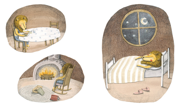 Illustrations by Marianne Dubuc – from 'Le Lion et l'oiseau / The Lion and the Bird'