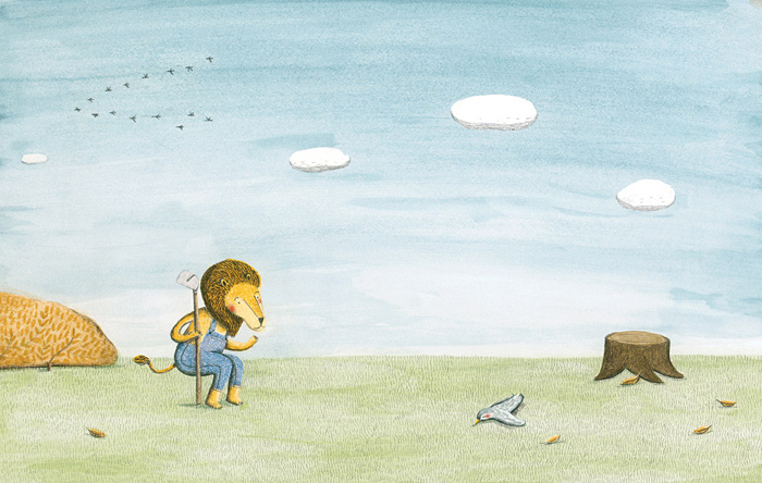 Illustration by Marianne Dubuc – from 'Le Lion et l'oiseau / The Lion and the Bird'