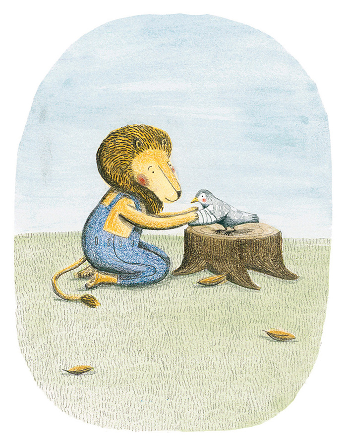 Illustration by Marianne Dubuc – from 'Le Lion et l'oiseau / The Lion and the Bird'