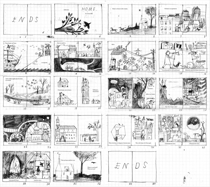Storyboard for 'Home' by Carson Ellis
