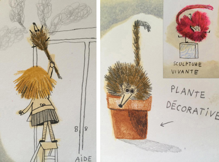 Development work for 'Le Merveilleux Dodu-Velu-Petit' (The Wonderful Fluffy Little Squishy) by Beatrice Alemagna