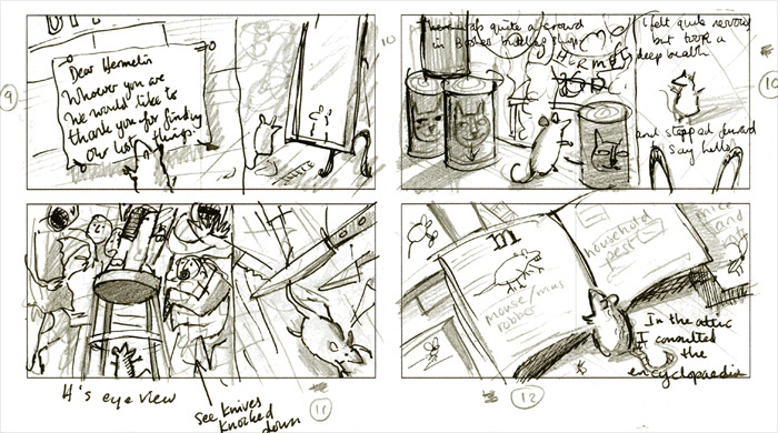 Development work for 'Hermelin: The Detective Mouse' by Mini Grey