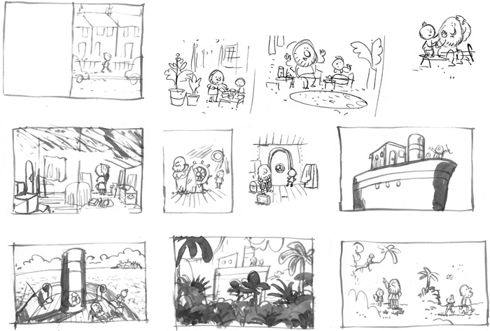 Development work for 'Grandad's Island' by Benji Davies