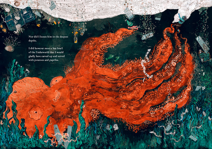 Spread from 'Ahab y la Ballena Blanca / Ahab and the White Whale' by Manuel Marsol