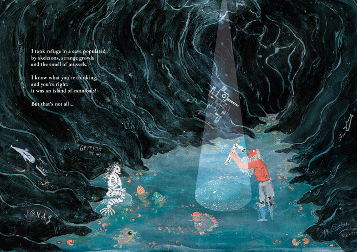 Spread from 'Ahab y la Ballena Blanca / Ahab and the White Whale' by Manuel Marsol