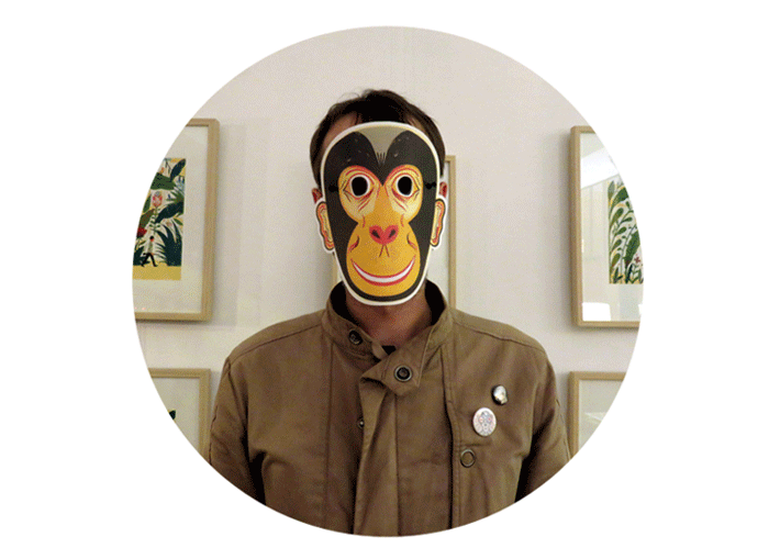 Laurent Moreau and his monkey mask