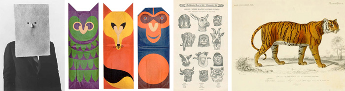 Some of Laurent Moreau's inspiration for 'Dans la forêt des masques / In the forest of masks'