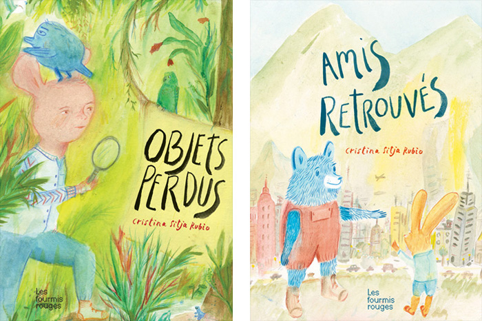 Front covers for 'Objets Perdus / Lost Property' and 'Amis Retrouvés / Found Friends' by Cristina Sitja Rubio – published by Editions Les Fourmis Rouges, France