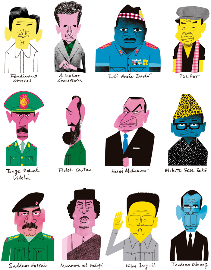 Illustrations by Mikel Casal from 'Así es la dictadura / So this is a dictatorship' – written by Equipo Plantel and published by Media Vaca, Spain
