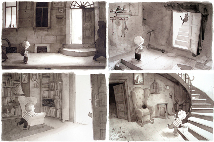 Work in progress for ‘Deček in Hiša / A Boy and a House’ by Maja Kastelic – published by Mladinska knjiga, Slovenia