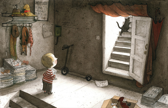 Illustration from ‘Deček in Hiša / A Boy and a House’ by Maja Kastelic – published by Mladinska knjiga, Slovenia