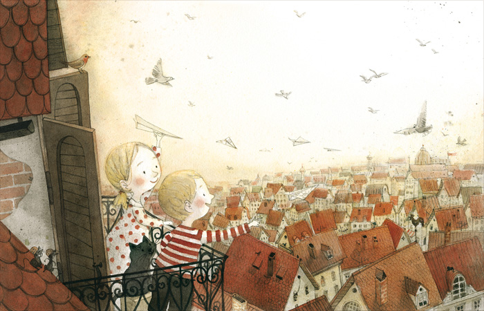 Illustration from ‘Deček in Hiša / A Boy and a House’ by Maja Kastelic – published by Mladinska knjiga, Slovenia