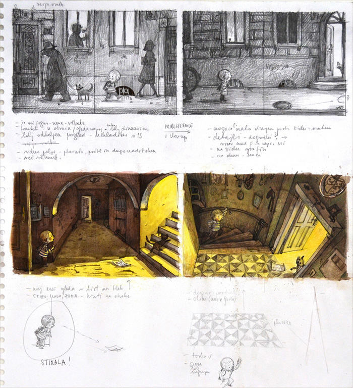 Development work for ‘Deček in Hiša / A Boy and a House’ by Maja Kastelic – published by Mladinska knjiga, Slovenia