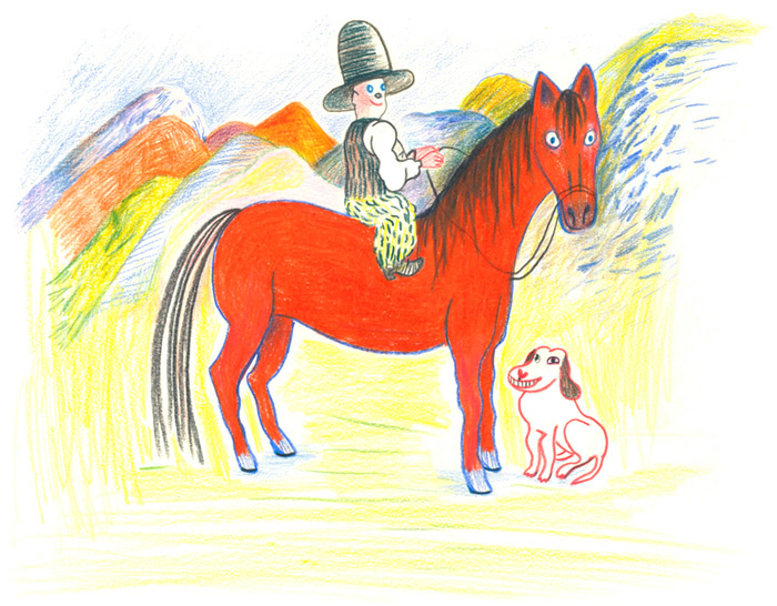 Alternate cover illustration by Kitty Crowther for FARWEST – written by Peter Elliott and published by Pastel–l’école des loisirs, Belgium