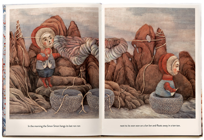 Spread from ‘Smon Smon’ by Sonja Danowski – published by NordSüd Verlag (Switzerland) and and NorthSouth Books (USA)