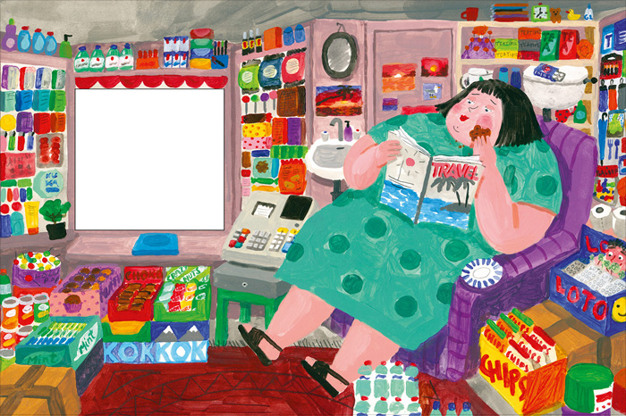 Illustration by Anete Melece for 'The Kiosk' – published by Liels un mazs, Latvia