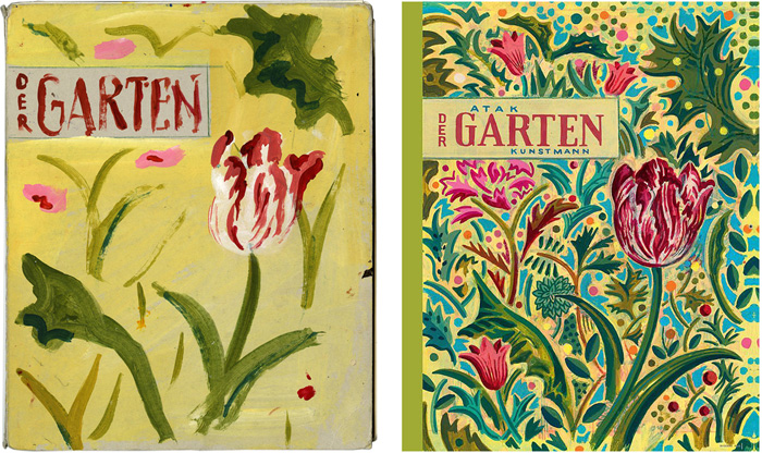 Sketchbook and final cover for ‘Der Garten / The Garden’ by ATAK – published by Verlag Antje Kunstmann, Germany