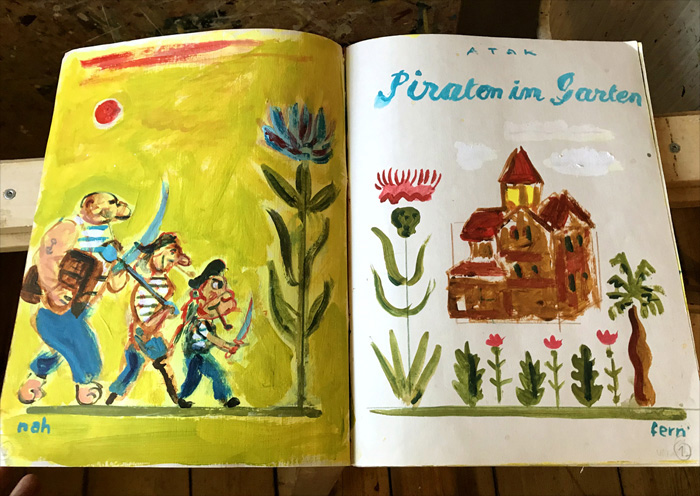 Sketchbook work by ATAK for ‘Piraten im Garten / Pirates in the Garden’ – to be published in 2020